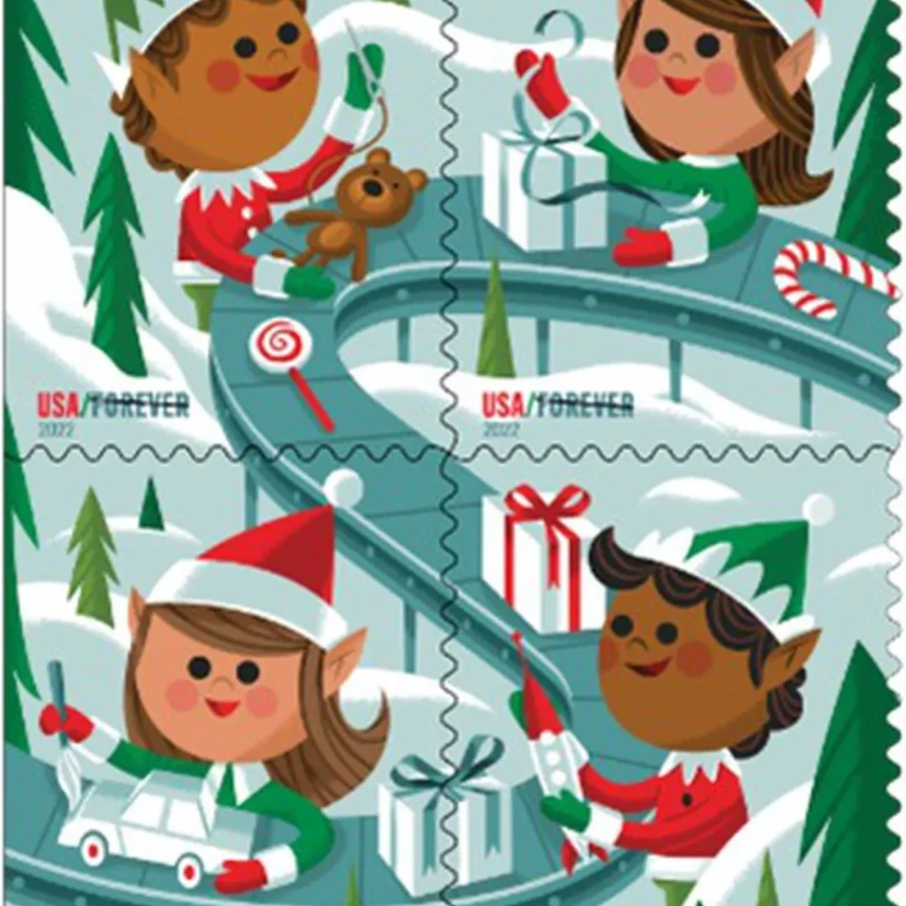 (2022) USPS Holiday Elves Forever Postage Stamps