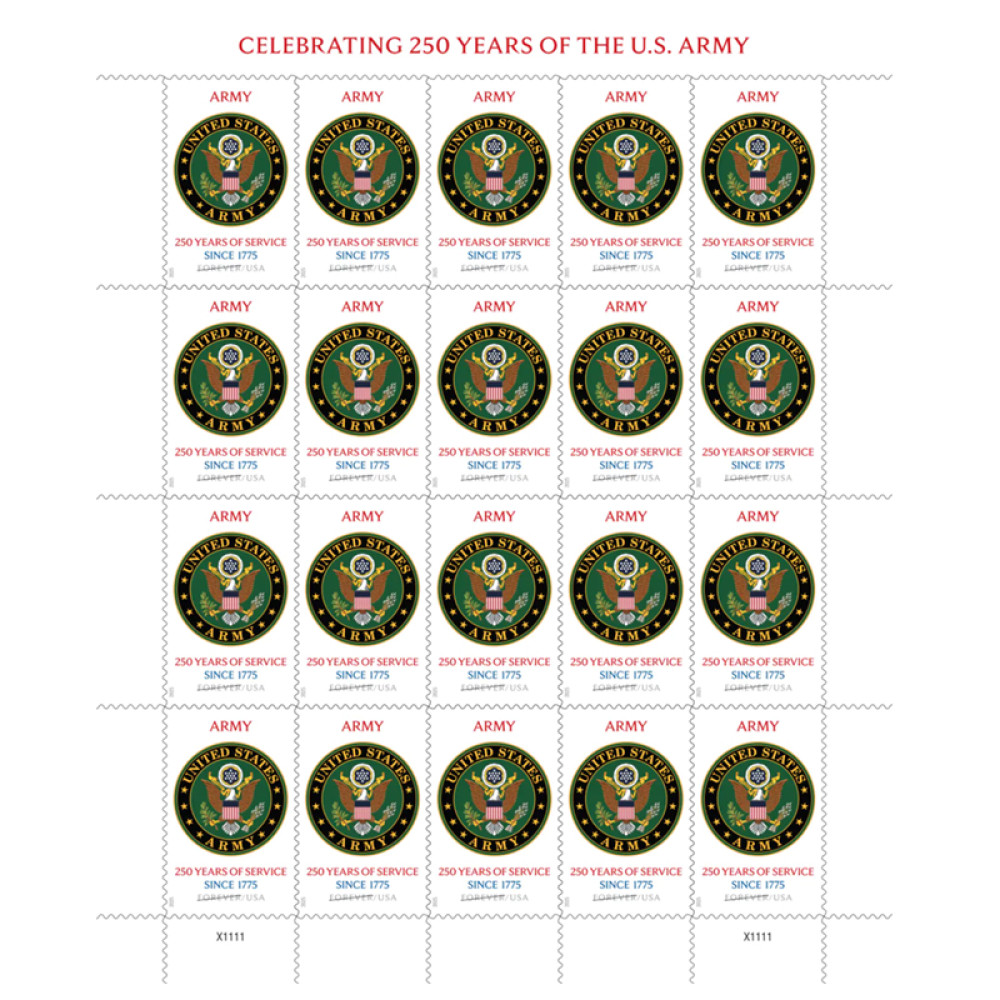 (2025) U.S. Army 250th Stamps, Sheet of 20