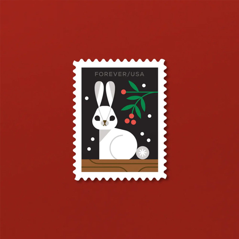 (2023) Winter Woodland Animals Forever Postage Stamps (a Deer, Fox, Rabbit, and Owl)